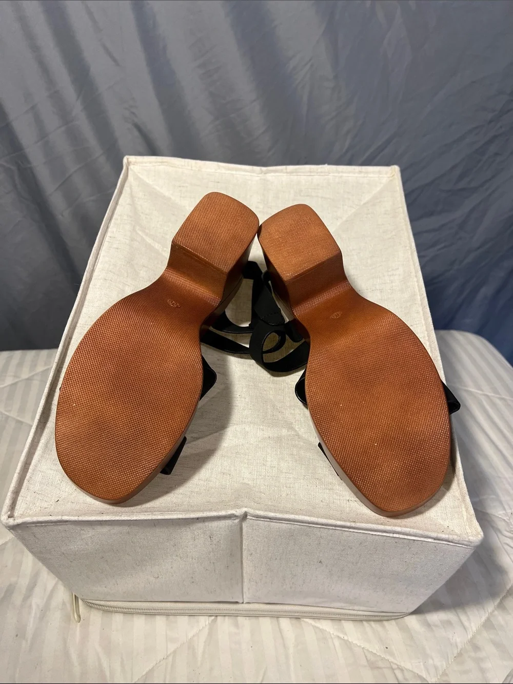 SHEIN Black Strappy Platform Sandals with Tan Block Heel